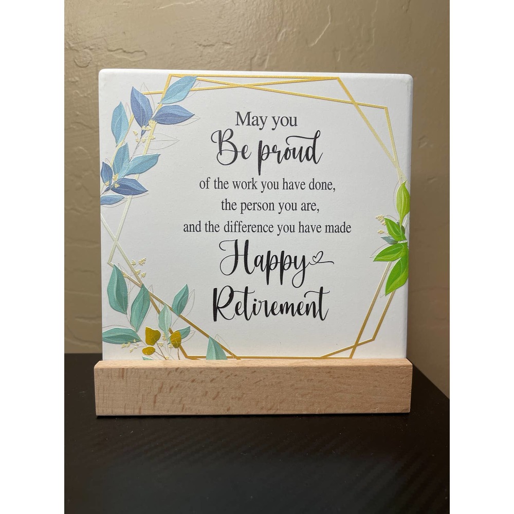 retirement Plaque with wooden stand